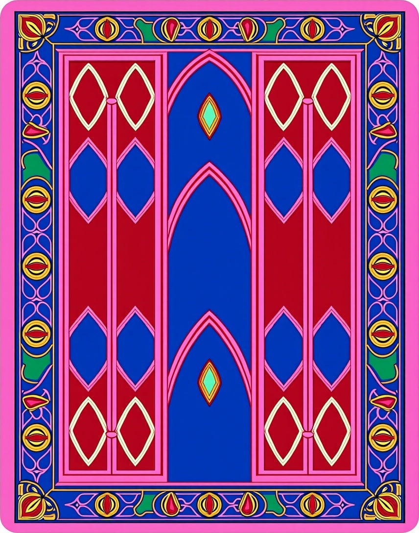 Vibrant Pink Blue Red Archway Rug