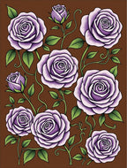 Purple Rose Garden Blooms Rug