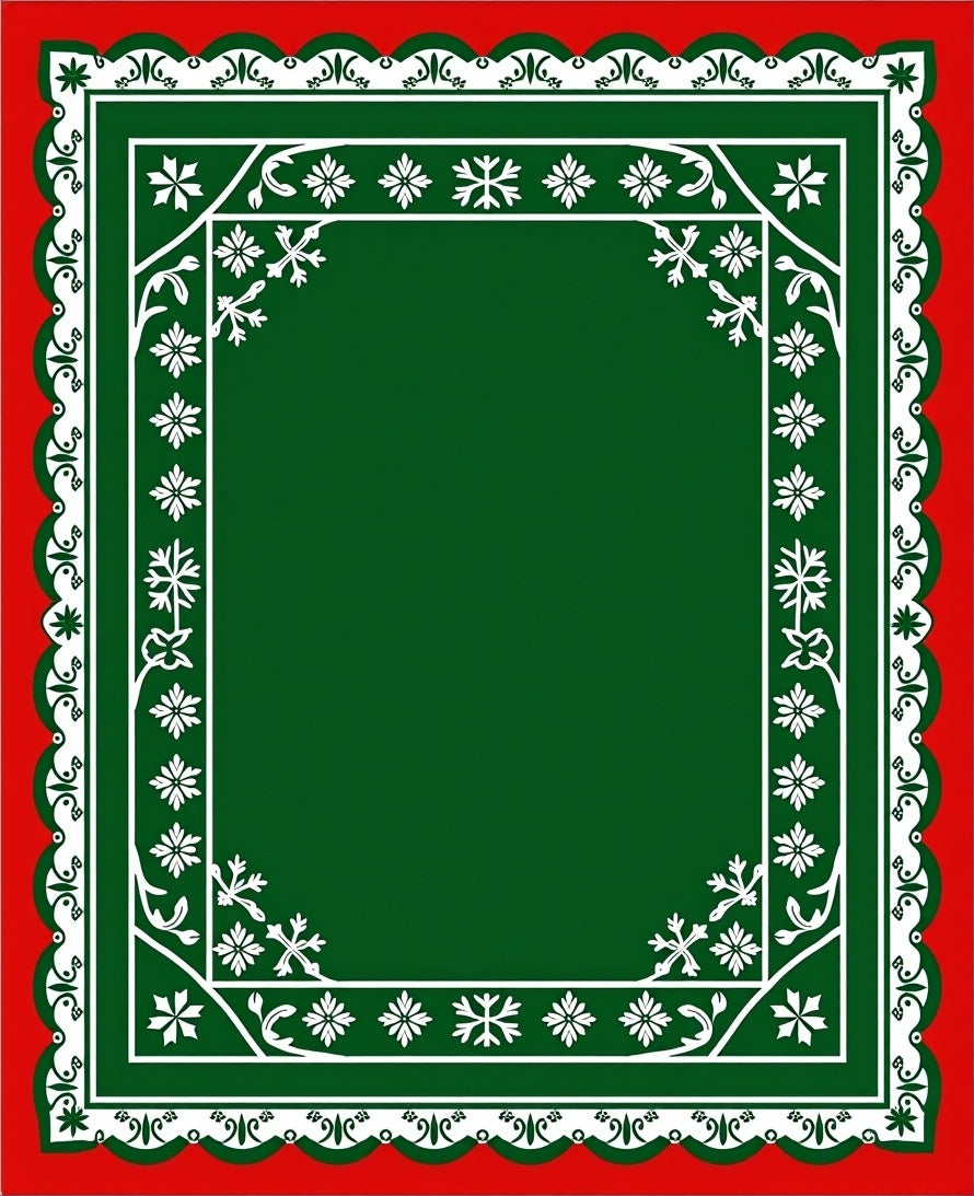 Red Green White Floral Bordered Rug