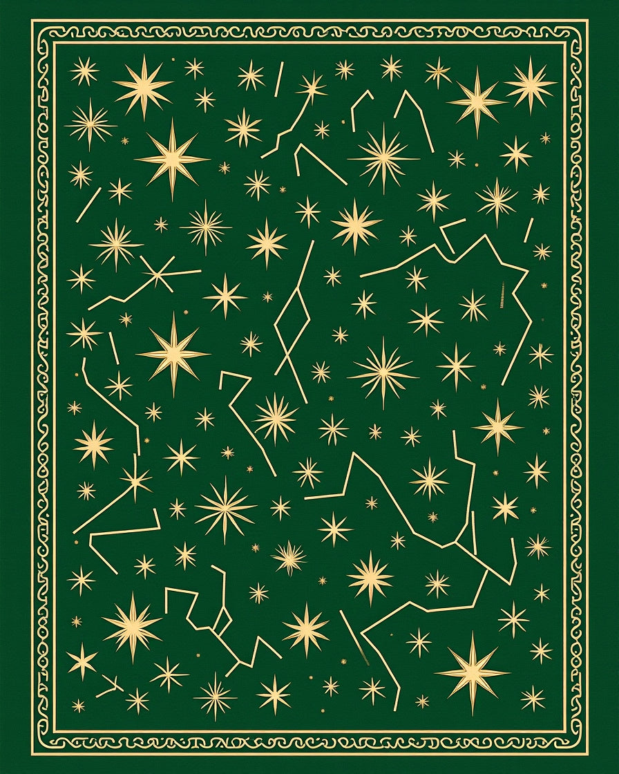 Deep Green Celestial Star Map Rug