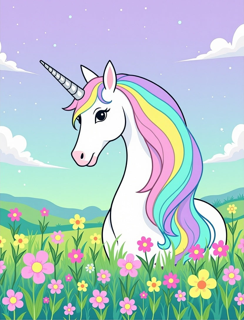 Pastel Unicorn Meadow Floral Rug
