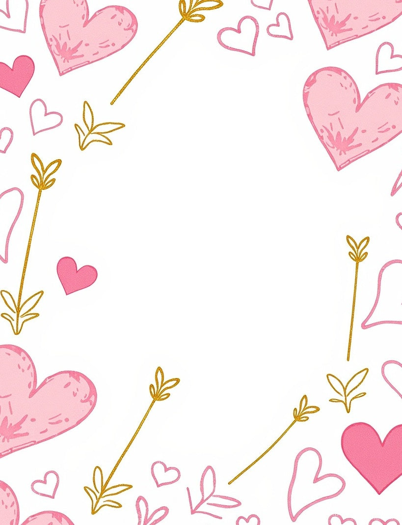 Pink Heart Arrow Arrangement Rug