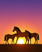 Sunset Equine Family Silhouette Rug