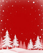 Whimsical White Forest Snowy Red Rug