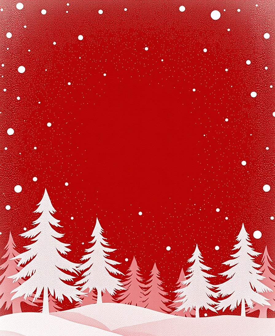 Whimsical White Forest Snowy Red Rug