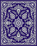 Indigo White Paisley Floral Medallion Rug