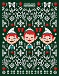 Green White Elves Snowflake Christmas Rug