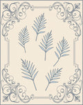 Light Blue Fern Fronds Classic Frame Rug