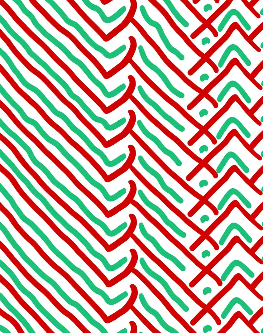 Red Green Diagonal Chevron Flow Rug