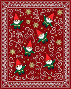 Festive Red Gnome Swirl Accent Rug
