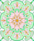 Delicate Pink Floral Mint Swirl Rug