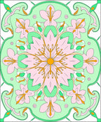 Delicate Pink Floral Mint Swirl Rug