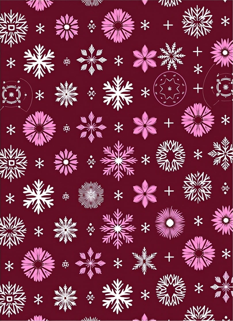 Burgundy White Pink Snowflake Collage Rug