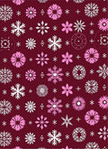 Burgundy White Pink Snowflake Collage Rug
