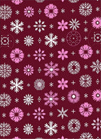 Burgundy White Pink Snowflake Collage Rug