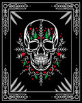 Floral Skull Red Green Botanical Frame Rug