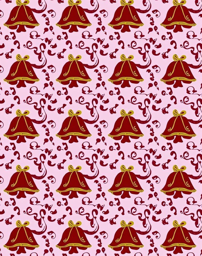 Crimson Bell Garland With Gold Bows Rug