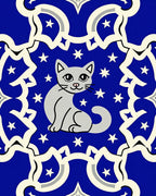 Gray Cat Starry Night Medallion Rug