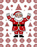 Festive Red Santa Snowflakes Trees Rug
