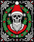 Dark Santa Skull Christmas Wreath Rug