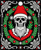 Dark Santa Skull Christmas Wreath Rug