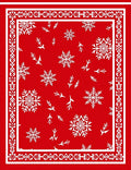 Red White Snowflake Holiday Border Rug