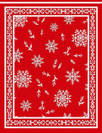Red White Snowflake Holiday Border Rug
