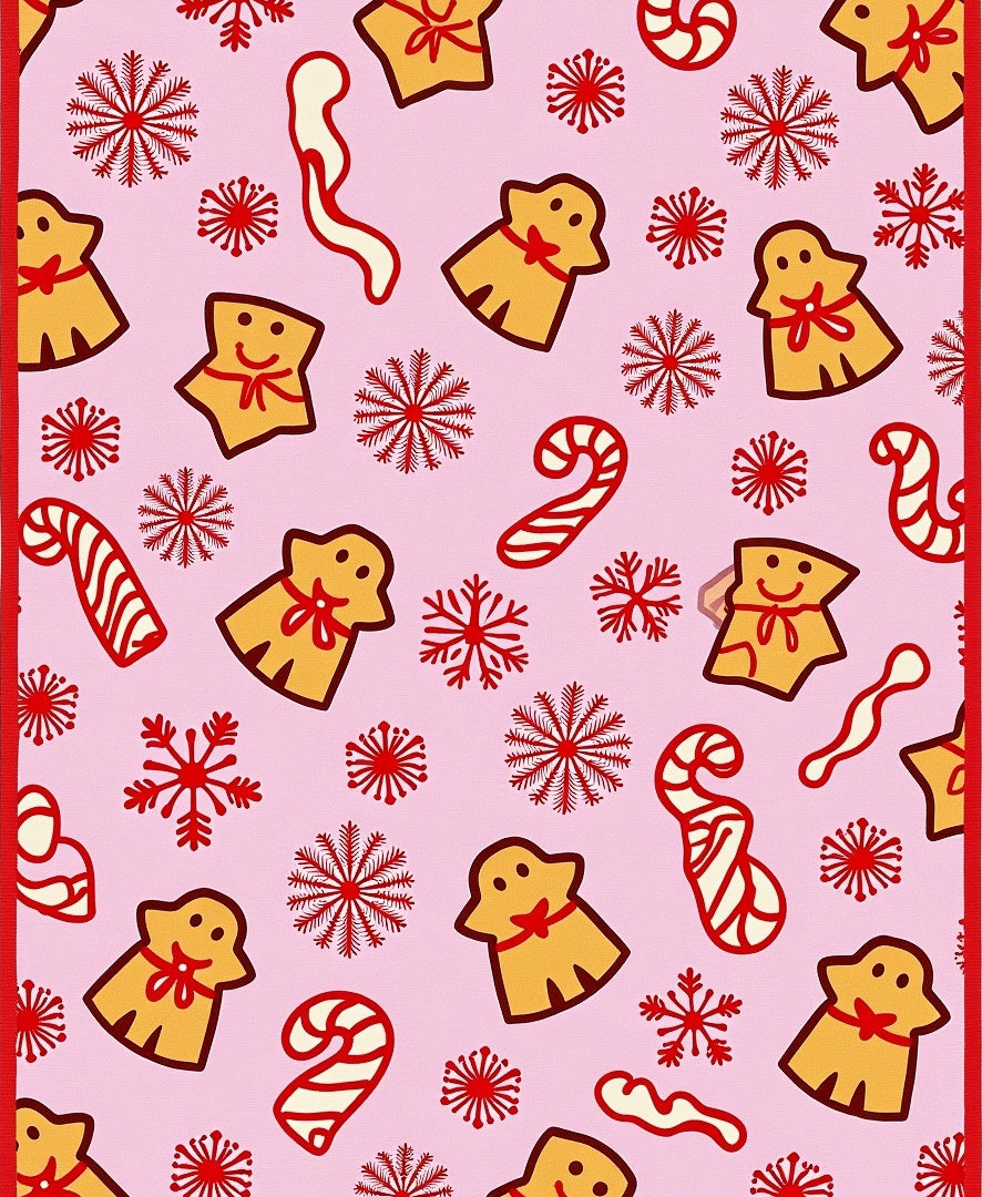 Pink Gingerbread Snowflakes And Candy Canes Rug