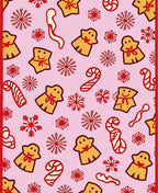 Pink Gingerbread Snowflakes And Candy Canes Rug