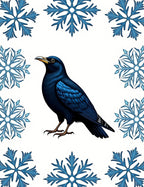 Bold Blue Bird Snowflake Frame Rug