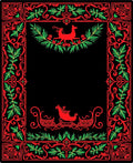 Red Green Festive Sleigh Animal Border Rug