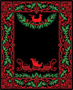 Red Green Festive Sleigh Animal Border Rug