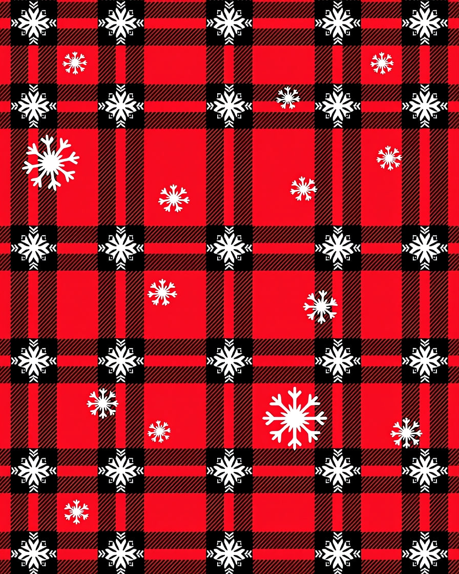 Red Black Plaid Snowflake Celebration Rug