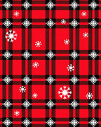 Red Black Plaid Snowflake Celebration Rug