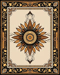 Classic Gold and Black Sunburst Medallion Rug