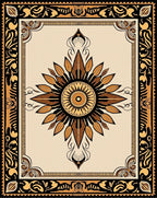 Classic Gold and Black Sunburst Medallion Rug