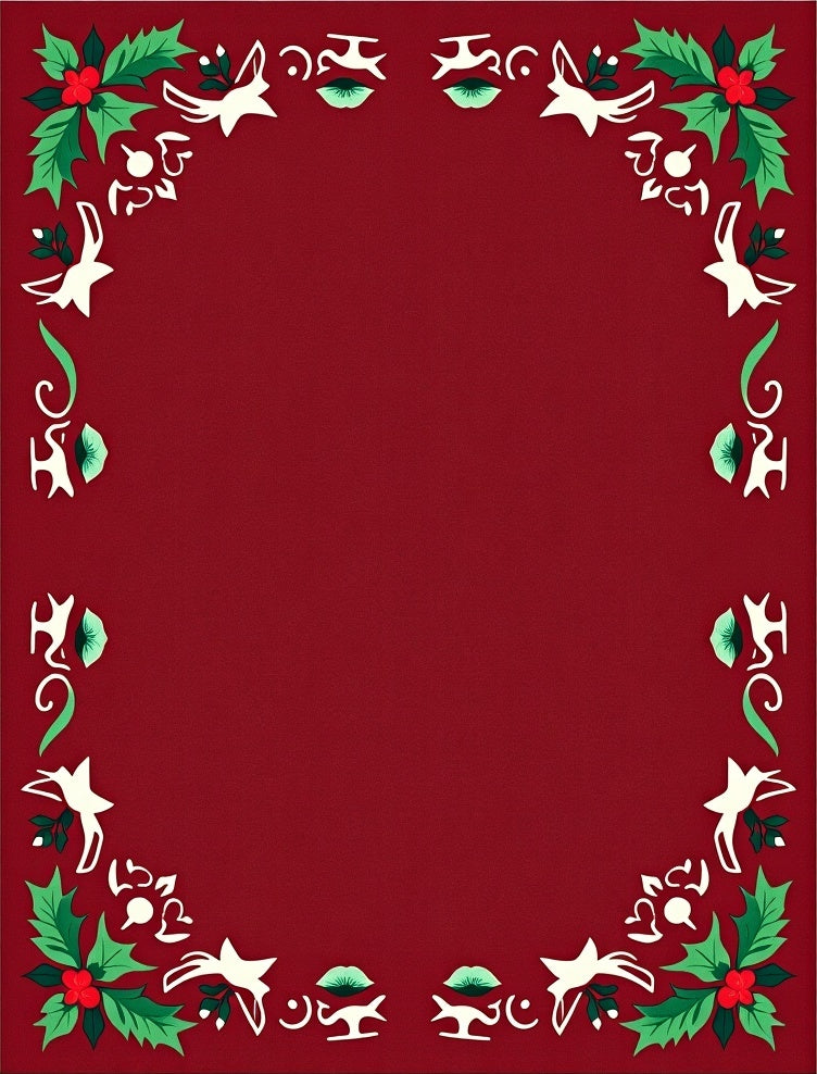 Crimson Holly Berry Bird Garlands Rug