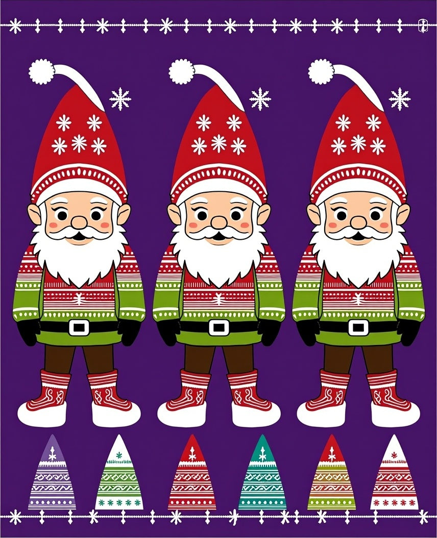 Festive Purple Gnomes Snowflakes Holiday Rug