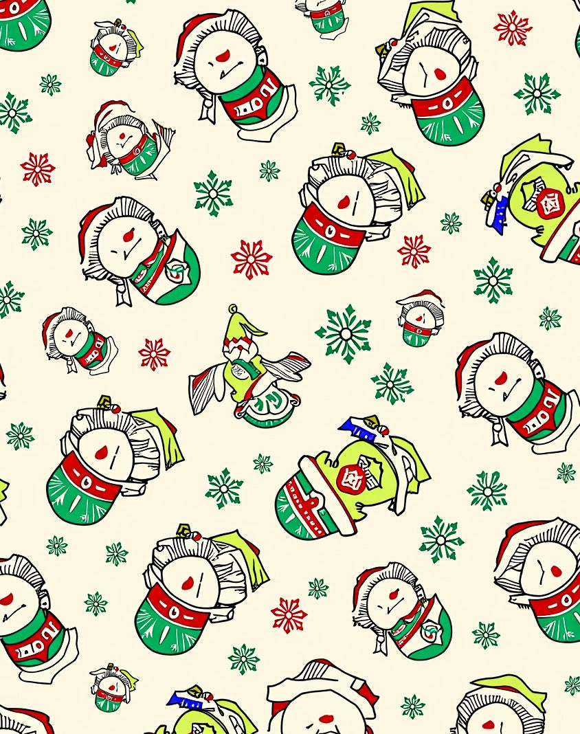 Whimsical Christmas Character Snowflakes Rug