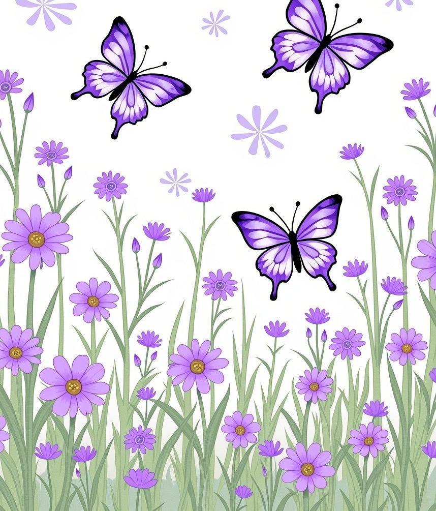 Whimsical Purple Butterfly Meadow Rug