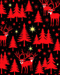 Red Reindeer Forest Night Sky Rug