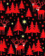 Red Reindeer Forest Night Sky Rug