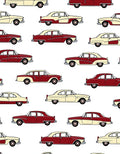 Retro Red Cream Two Tone Cars Rug