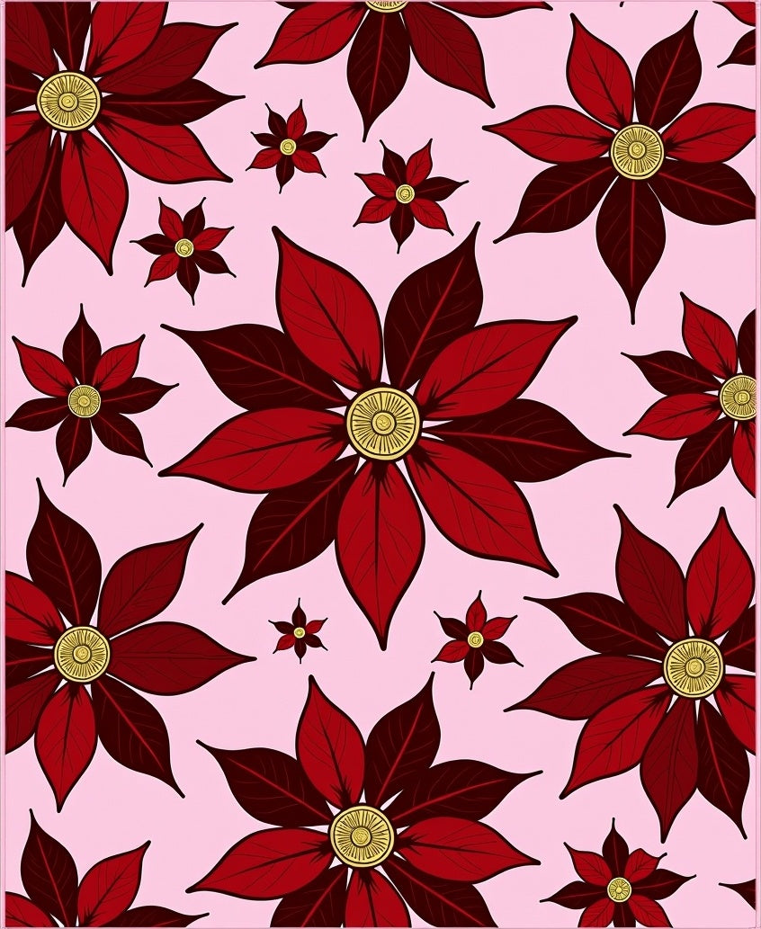 Vibrant Crimson Poinsettia Floral Collage Rug