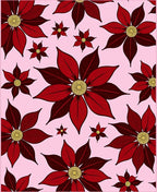 Vibrant Crimson Poinsettia Floral Collage Rug