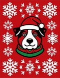 Festive Red Snowflakes Dog Holiday Art Rug