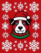 Festive Red Snowflakes Dog Holiday Art Rug