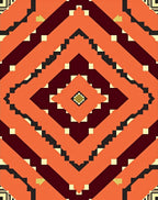 Orange Black Crimson Diamond Chevron Rug