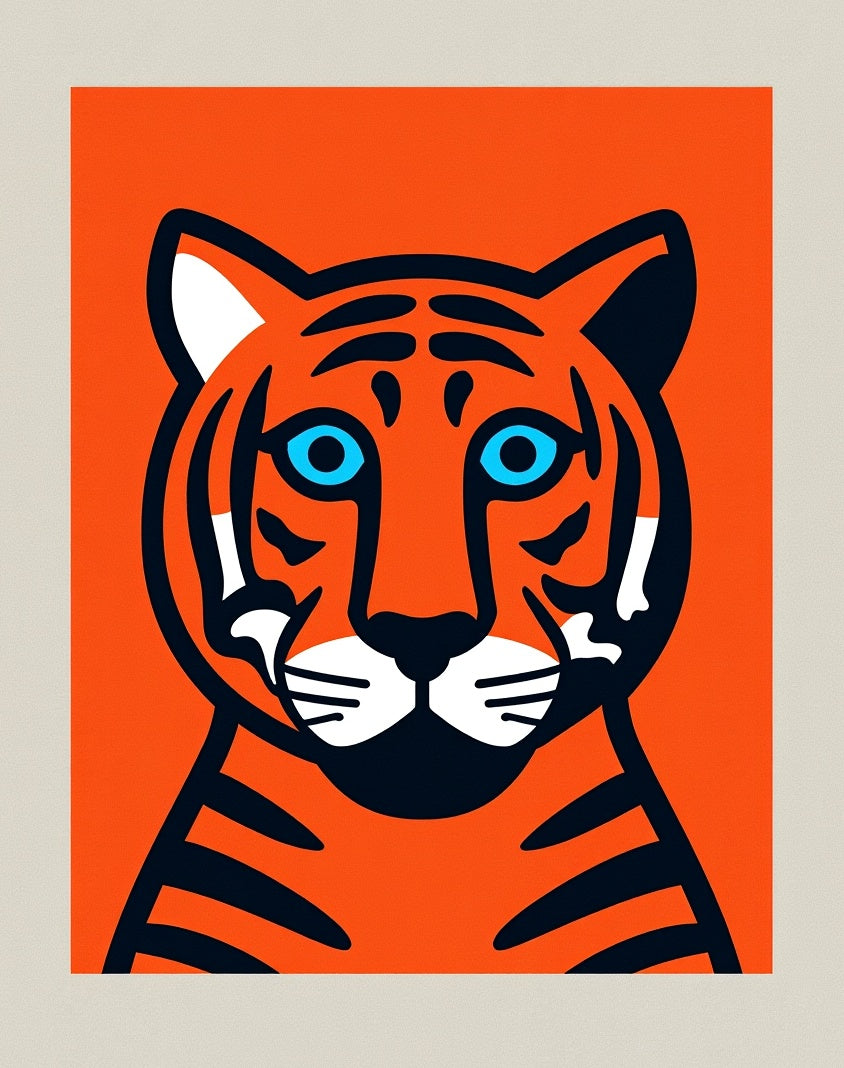 Bold Orange Tiger With Blue Eyes Rug
