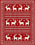 Festive Red White Reindeer Border Rug